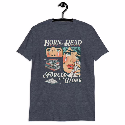 Born To Read Vintage Forced To Work T-Shirt - Image 3