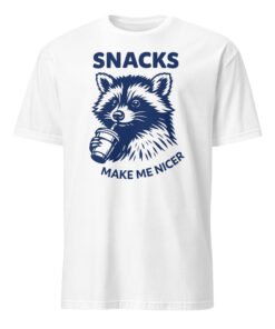 Snacks Make Me Nicer Raccoon Shirt – Retro Snack Lover Tee | Cuccico
