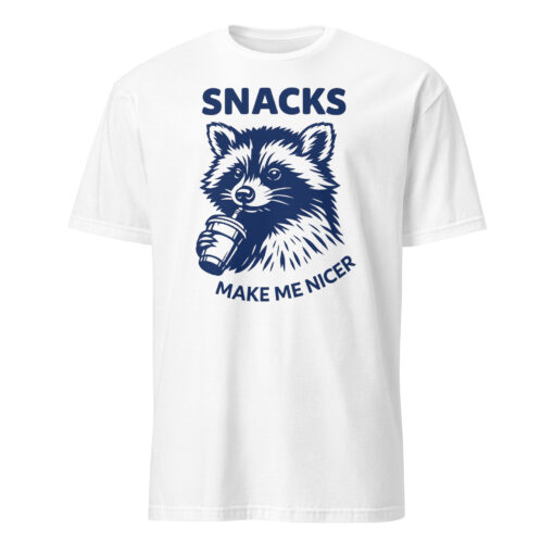 Snacks Make Me Nicer Raccoon Shirt – Retro Snack Lover Tee | Cuccico - Image 7