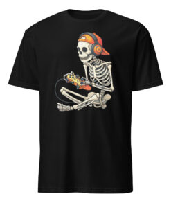 Halloween Skeleton Gamer Video Gaming Boys Men Kids Tees T-Shirt