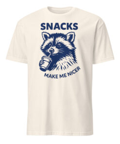 Snacks Make Me Nicer Raccoon Shirt – Retro Snack Lover Tee | Cuccico