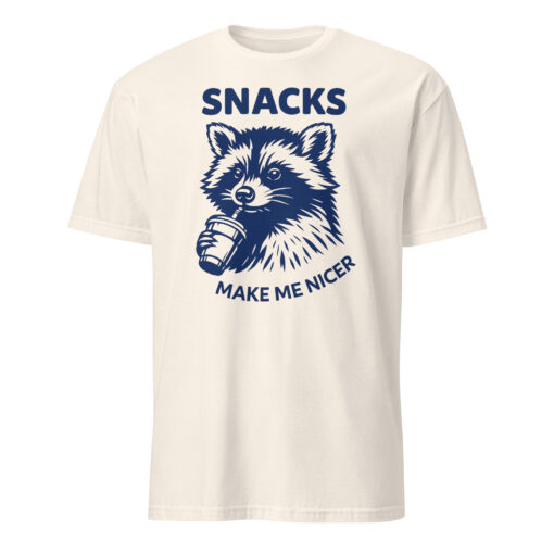 Snacks Make Me Nicer Raccoon Shirt – Retro Snack Lover Tee | Cuccico - Image 6