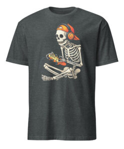 Halloween Skeleton Gamer Video Gaming Boys Men Kids Tees T-Shirt