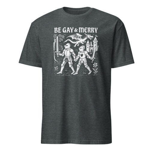 Be Gay & Merry Medieval Fantasy LGBTQ Tee | Castle Dragon Pride – Cuccico - Image 4