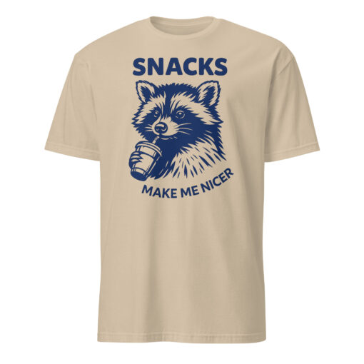 Snacks Make Me Nicer Raccoon Shirt – Retro Snack Lover Tee | Cuccico