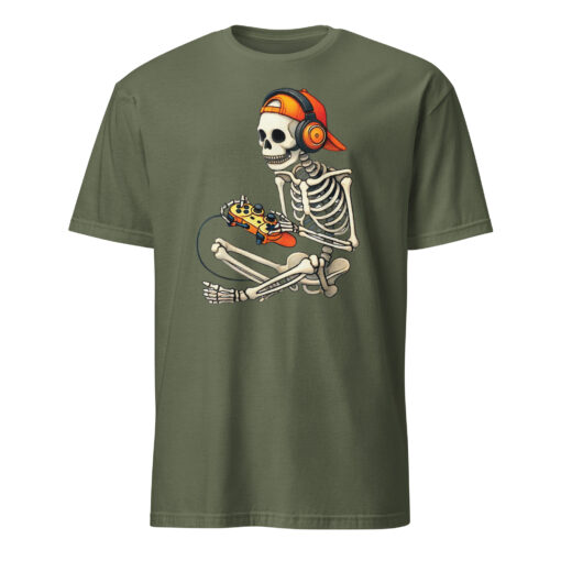 Halloween Skeleton Gamer Video Gaming Boys Men Kids Tees T-Shirt - Image 8