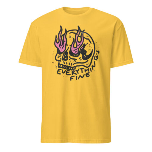 Everything is Fine Shirt – Retro Grunge Skull Tee | Skeleton Festival Shirt Cuccico - Image 3