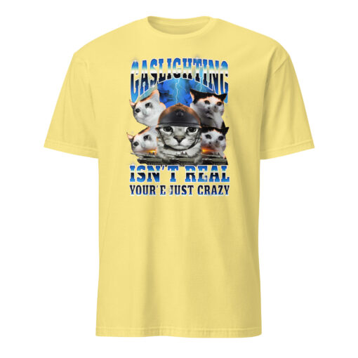 Gaslighting Isn't Real You're Just Crazy Shirt | Cat Meme | Bootleg Tummy Ache - Image 8