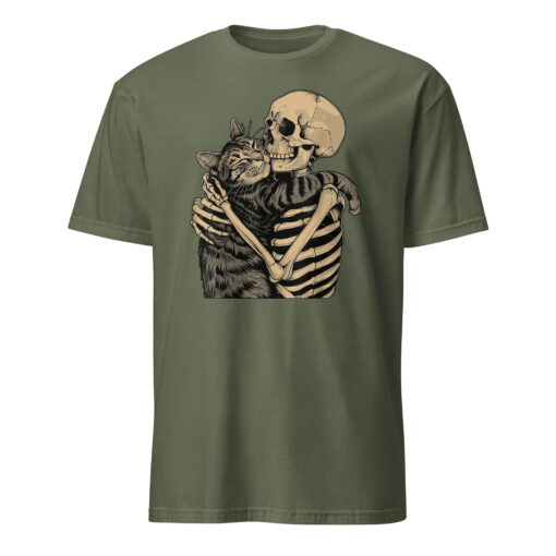 Skeleton Hugging Cat Halloween Cat Lover Cat Mom Dad T-Shirt - Image 8