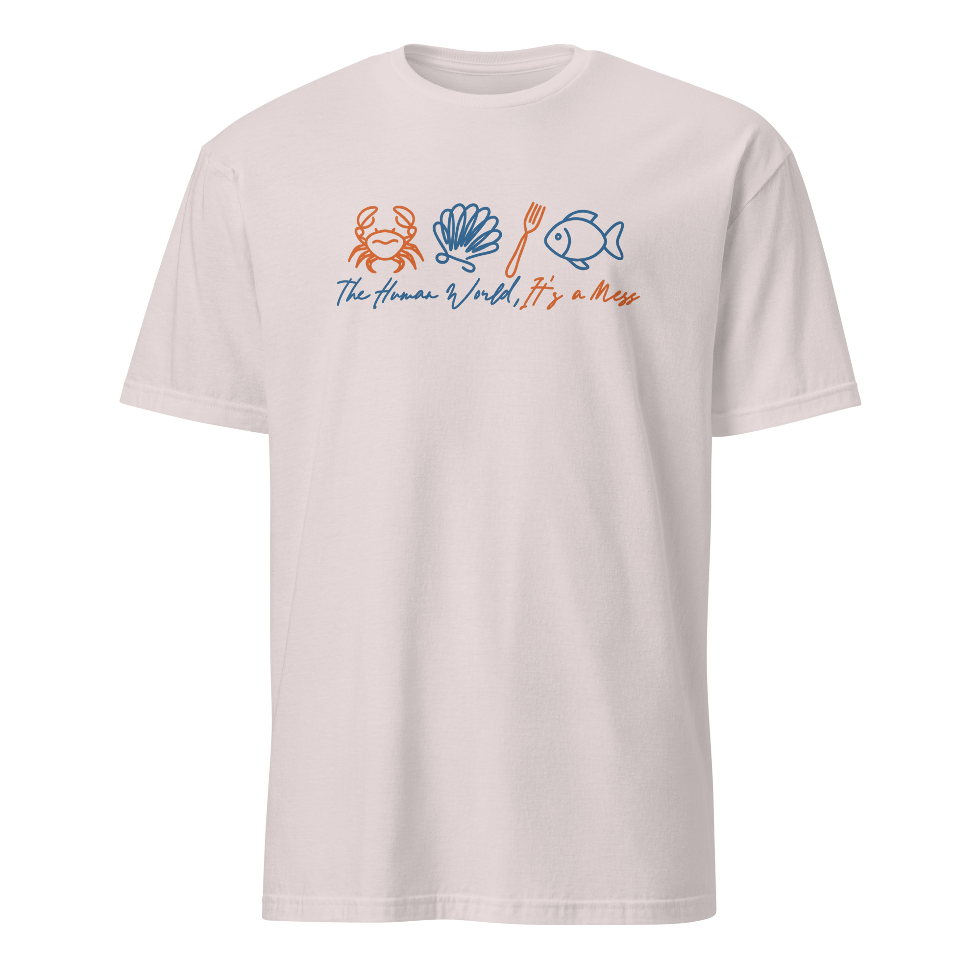 The Human World Is a Mess Sebastian Crab Shirt 5 The Human World Is a Mess Sebastian crab shirt in ice grey color