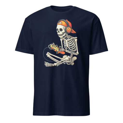 Halloween Skeleton Gamer Video Gaming Boys Men Kids Tees T-Shirt - Image 2