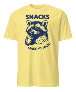 Snacks Make Me Nicer Raccoon Shirt – Retro Snack Lover Tee | Cuccico
