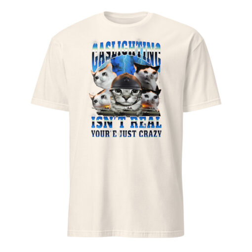 Gaslighting Isn't Real You're Just Crazy Shirt | Cat Meme | Bootleg Tummy Ache - Image 9