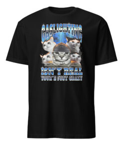 Gaslighting Isn't Real You're Just Crazy Shirt | Cat Meme | Bootleg Tummy Ache