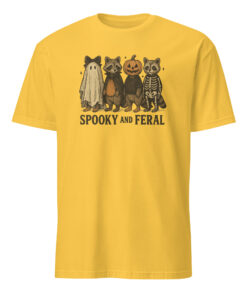 Alternative view of Spooky and Feral Raccoon Shirt – Funny Halloween Vintage Fall Tee | Cuccico