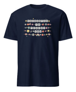 Enchanting Enchanted to Teach You Shirt in navy – teacher friendship bracelet style tee
