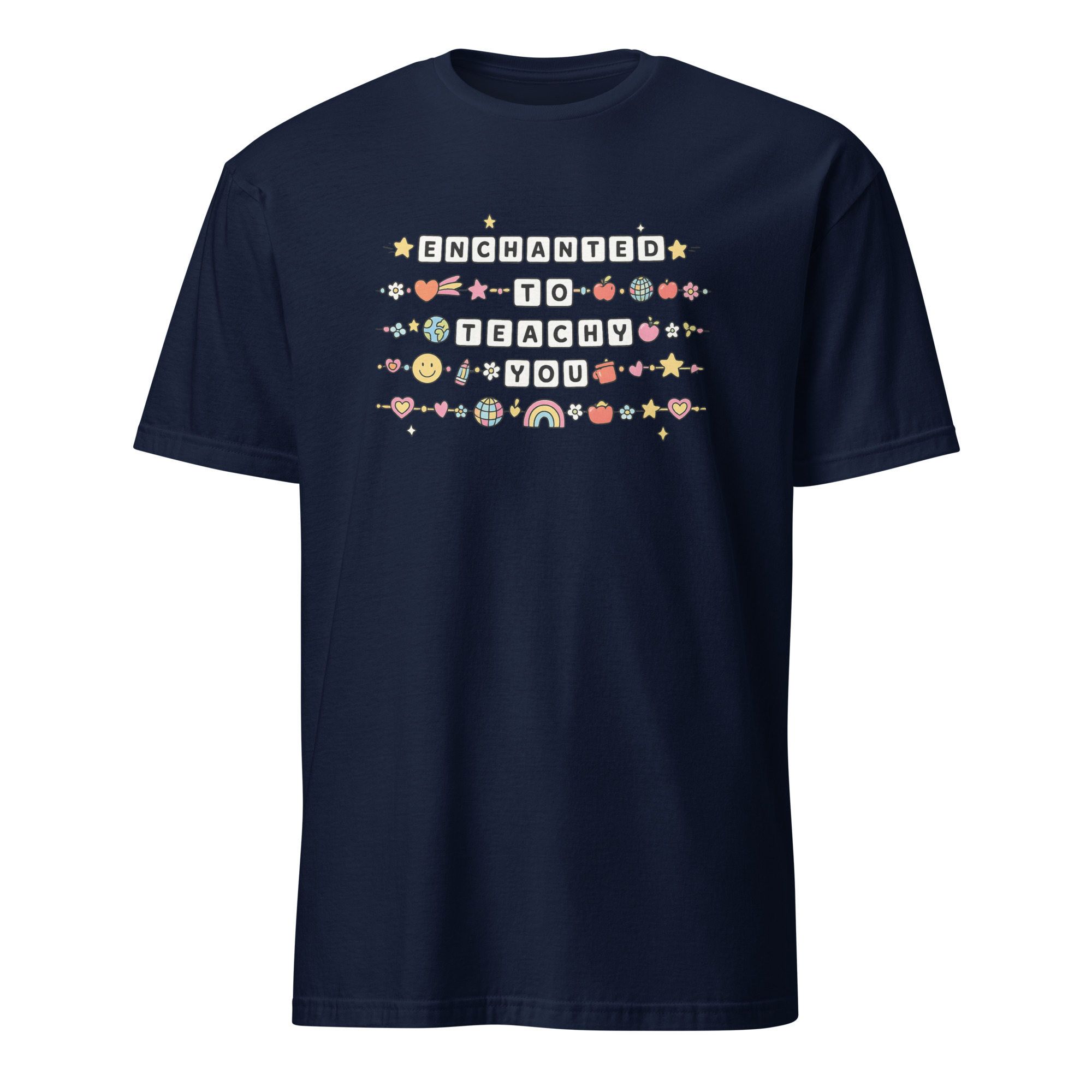 Enchanting Enchanted to Teach You Shirt 2 Enchanting Enchanted to Teach You Shirt in navy – teacher friendship bracelet style tee