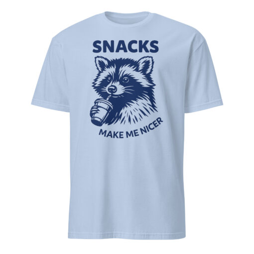 Snacks Make Me Nicer Raccoon Shirt – Retro Snack Lover Tee | Cuccico - Image 2