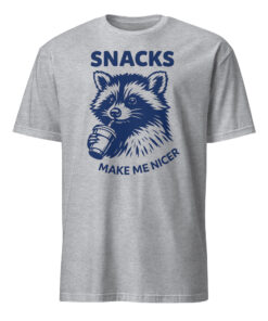 Snacks Make Me Nicer Raccoon Shirt – Retro Snack Lover Tee | Cuccico