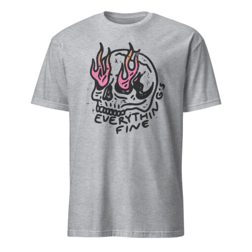 Everything is Fine Shirt – Retro Grunge Skull Tee | Skeleton Festival Shirt Cuccico - Image 5