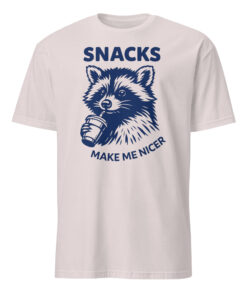 Snacks Make Me Nicer Raccoon Shirt – Retro Snack Lover Tee | Cuccico