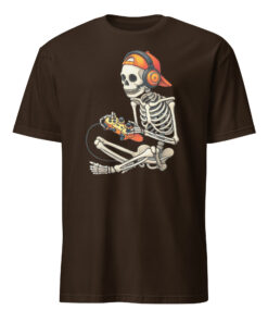 Halloween Skeleton Gamer Video Gaming Boys Men Kids Tees T-Shirt