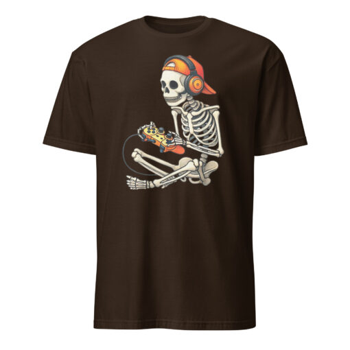 Halloween Skeleton Gamer Video Gaming Boys Men Kids Tees T-Shirt - Image 3