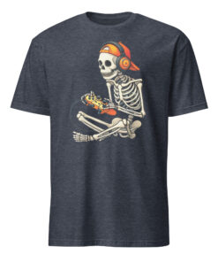 Halloween Skeleton Gamer Video Gaming Boys Men Kids Tees T-Shirt