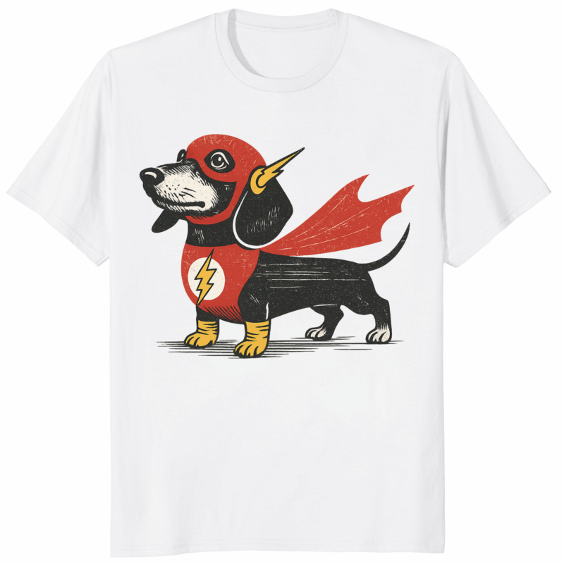 Dachshund Wiener Dog Superhero Shirt 12 Dachshund wiener dog superhero shirt with cape and comic-style design
