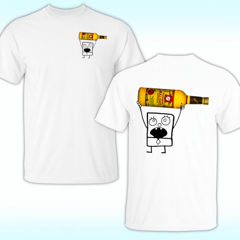General mockup of Doodlebob Malört Shirt on white color t-shirt with meme design