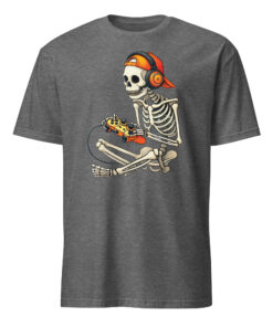 Halloween Skeleton Gamer Video Gaming Boys Men Kids Tees T-Shirt
