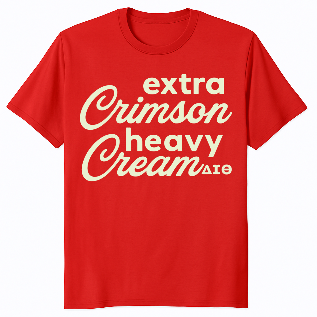 Extra Crimson Heavy Cream Delta Sigma Theta shirt 1 Extra Crimson Heavy Cream Delta Sigma Theta shirt in red color with cream lettering
