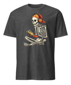 Halloween Skeleton Gamer Video Gaming Boys Men Kids Tees T-Shirt
