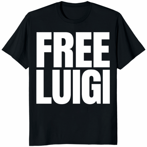 Free Luigi Mangione Shirt in black – viral meme t-shirt made of 100% ring-spun cotton with reinforced stitching.
