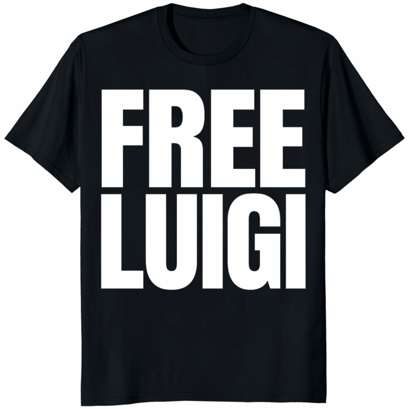 Free Luigi Mangione Shirt in black – viral meme t-shirt made of 100% ring-spun cotton with reinforced stitching.