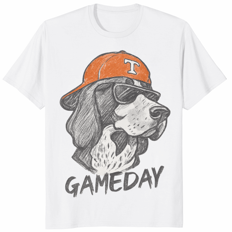 Tennessee Vols Dog Mascot Gameday Shirt in white featuring Smokey mascot desig