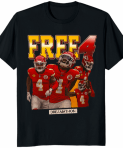 Official Free 4 Dreamathon Shirt in premium cotton with bold Free 4 slogan, limited edition athlete-inspired streetwear.