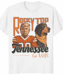 Trump Tennessee VOLS Smoky Hound Dog University of Tennessee Shirt featuring Smokey mascot and Donald Trump parody design