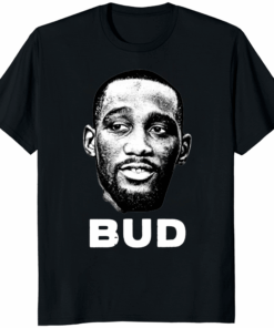 Terence Crawford Bud Big Face T-Shirt mockup showing bold oversized portrait design on premium cotton tee