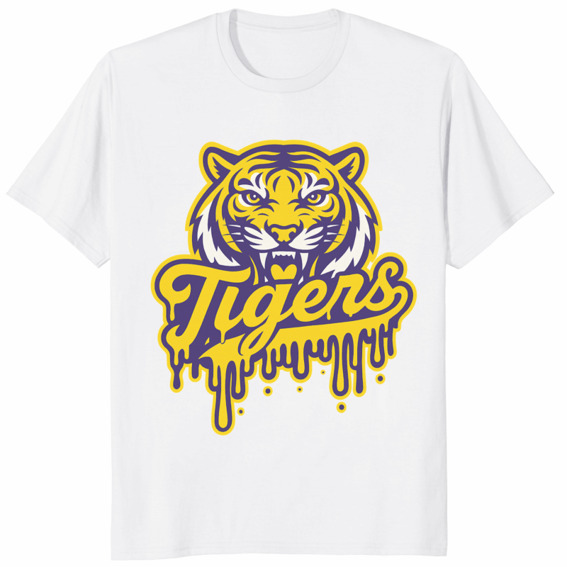 Tigers Mascot Drip Purple Yellow Gold Shirt 24 Tigers Mascot Drip Purple Yellow Gold Shirt school spirit and streetwear style