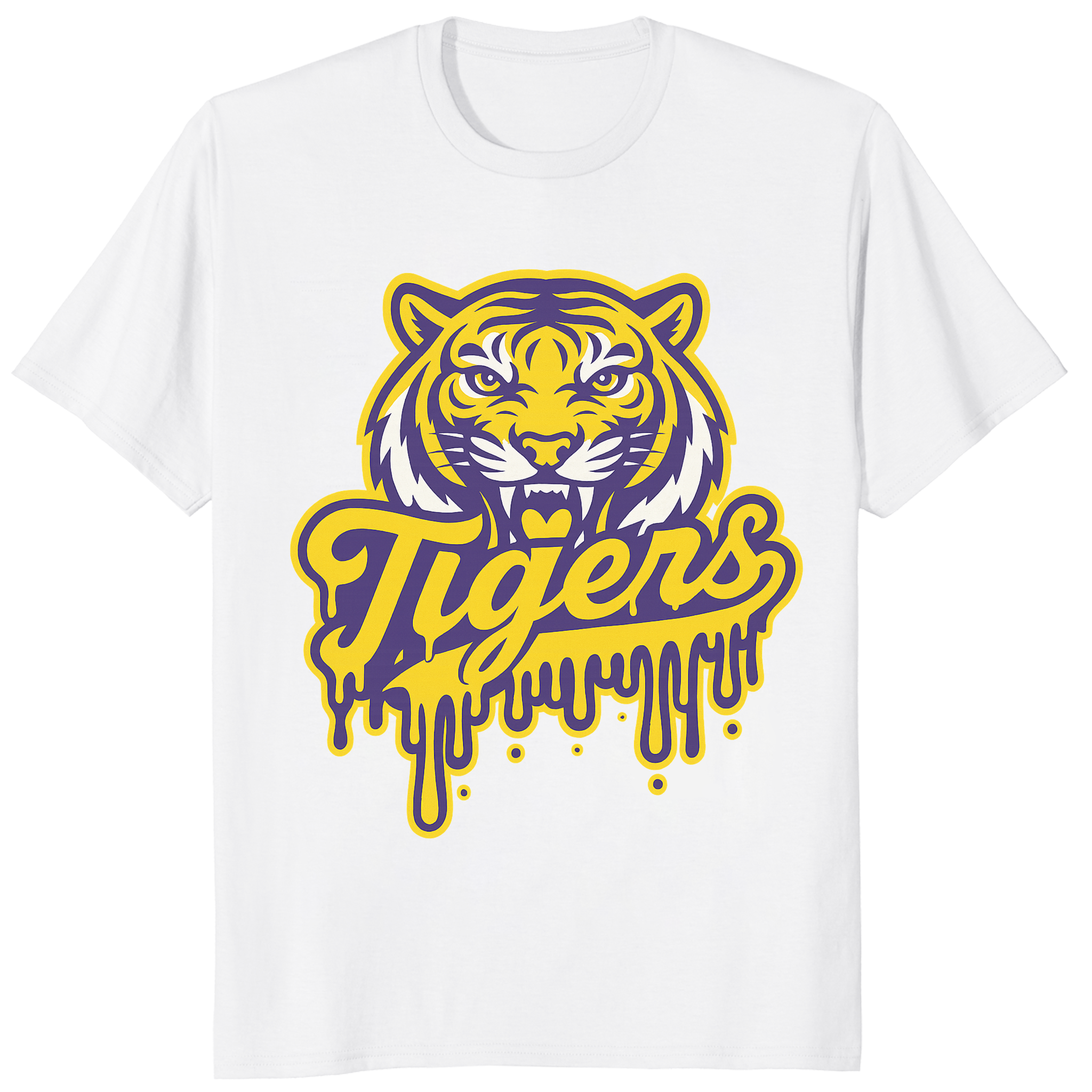 Tigers Mascot Drip Purple Yellow Gold Shirt 1 Tigers Mascot Drip Purple Yellow Gold Shirt school spirit and streetwear style