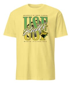 USF Bulls Football Match Victorious Neon Retro Shirt 14 Cornsilk USF Bulls Football Victorious Neon Retro Shirt with bold green and gold vintage design, ideal for college football fans