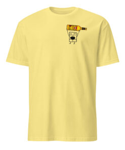 Front view of Doodlebob Malört Shirt on cornsilk color t-shirt with meme design