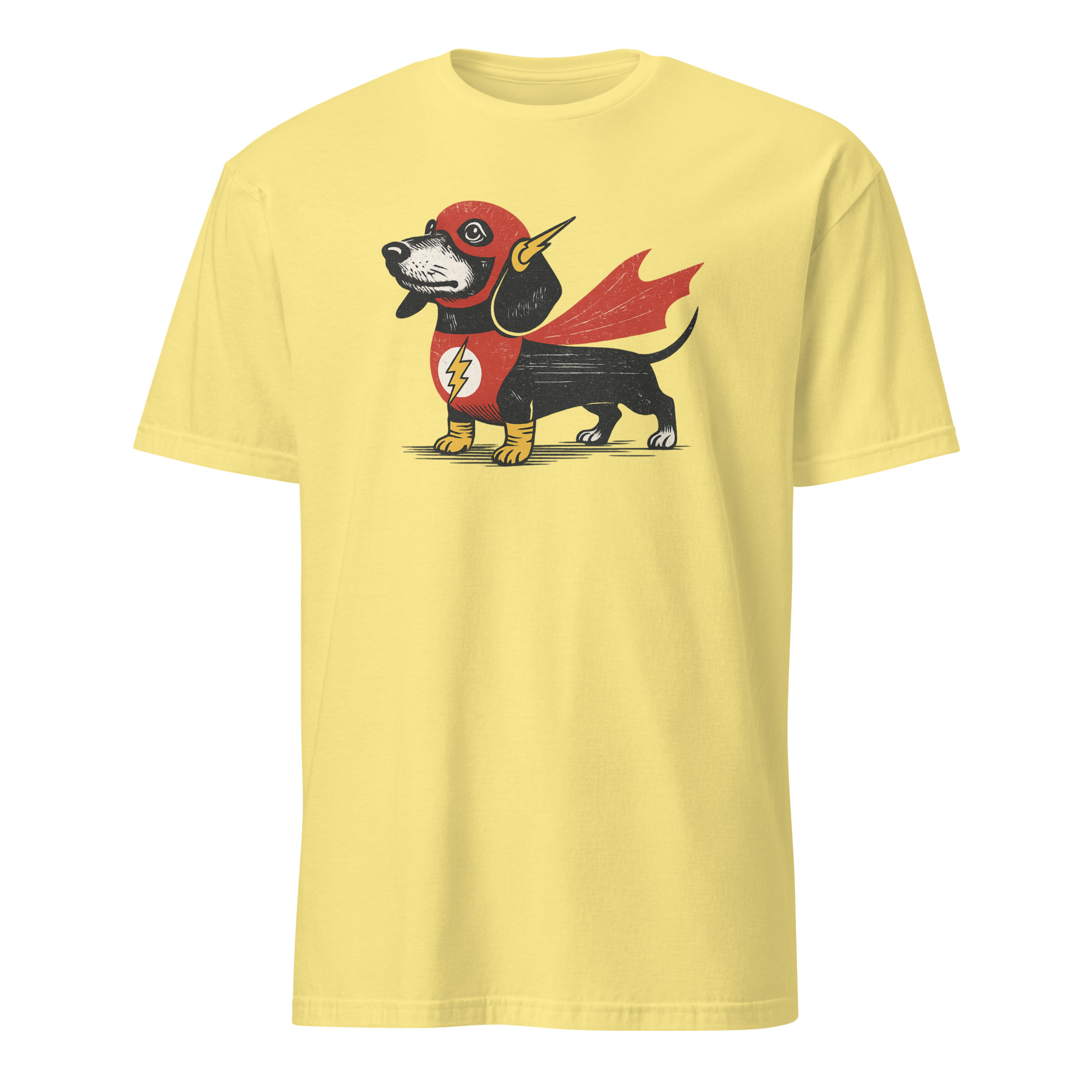 Dachshund Wiener Dog Superhero Shirt 4 Dachshund wiener dog superhero shirt on cornsilk background