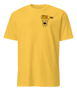 Front view of Doodlebob Malört Shirt on daisy yellow color t-shirt with meme design