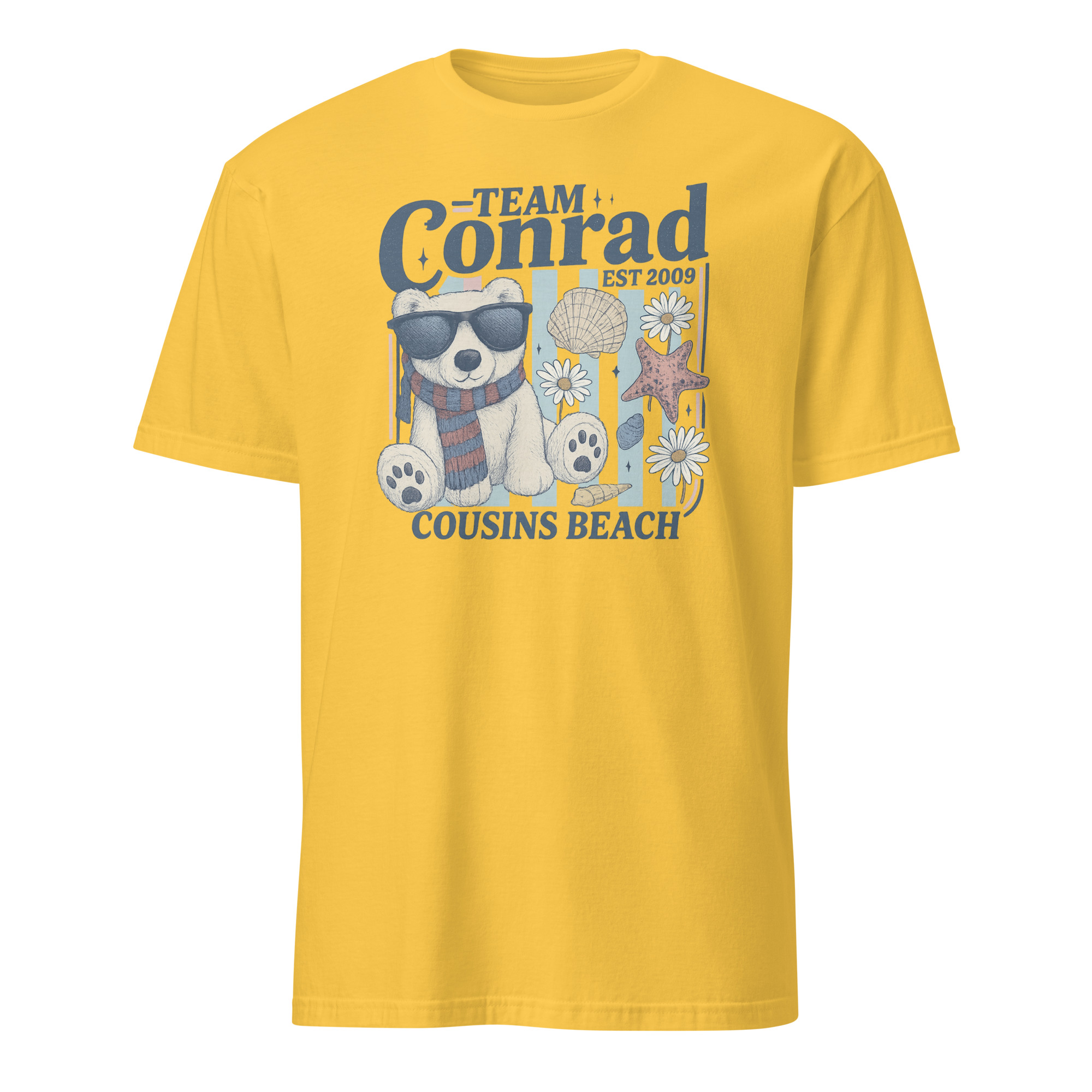 Team Conrad TSITP Cousins Beach Junior Mint Bear Summer Shirt 2 Team Conrad TSITP Cousins Beach Junior Mint Bear Summer Shirt in daisy yellow color