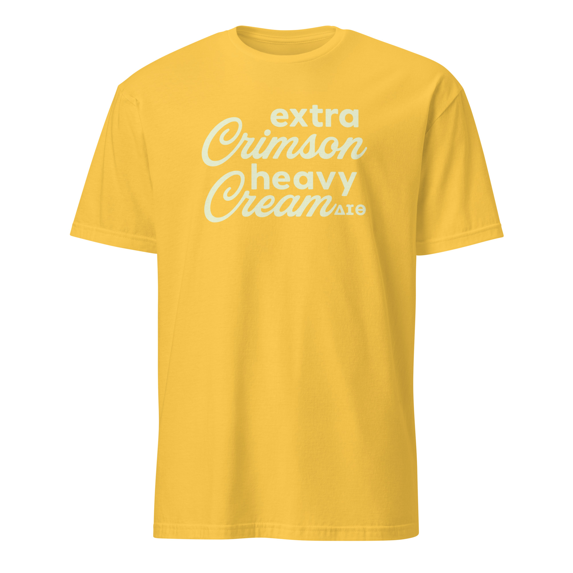 Extra Crimson Heavy Cream Delta Sigma Theta shirt 3 Extra Crimson Heavy Cream Delta Sigma Theta shirt in daisy yellow color with cream lettering