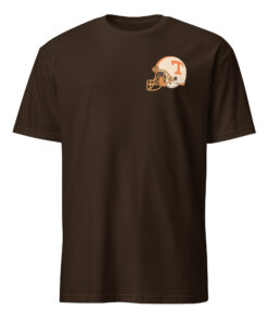 Dark chocolate Tennessee shirt with orange Volunteers design