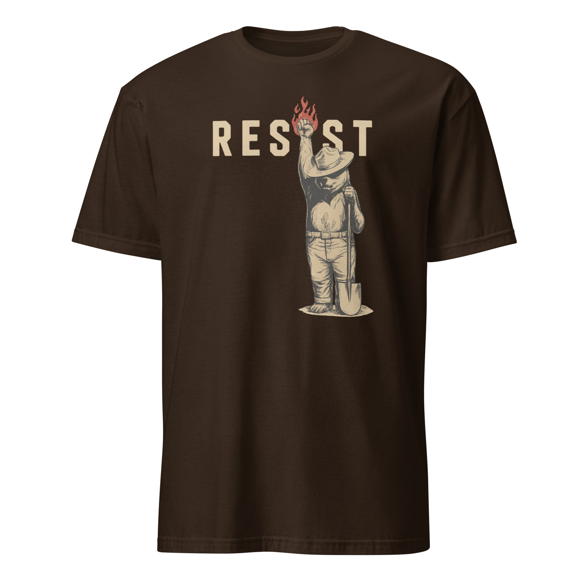 Smokey Bear Resist Anti Trump Shirt 3 Dark Chocolate Smokey Bear Resist Anti-Trump shirt with slogan “Only You Can Prevent Fascism”