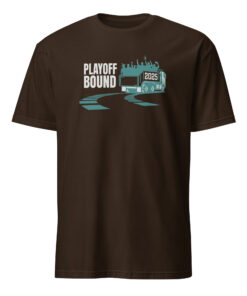 Playoff Bound Seattle 2025 Shirt in dark chocolate brown with bold Seattle playoff design